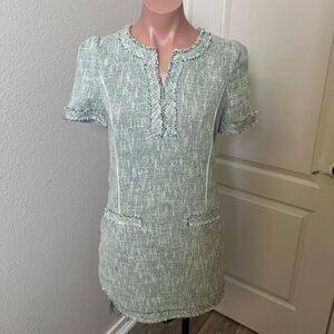 Mcginn Elegant Green Tweed Dress Sz M